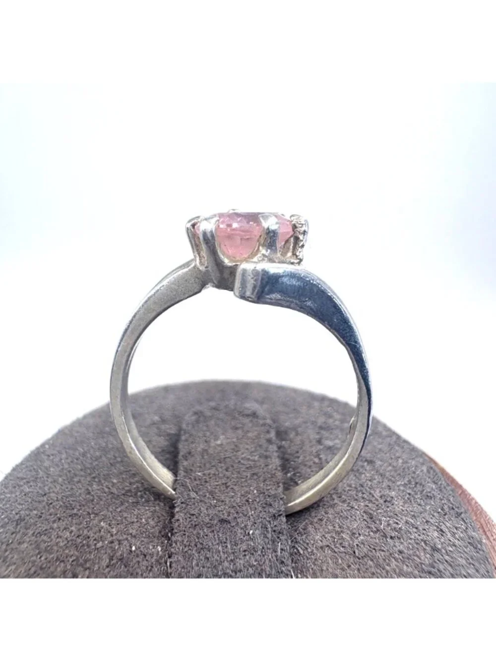 Pink Cubic Zirconia Prong Set Statement Ring Sterling Silver 925 Size 6.5